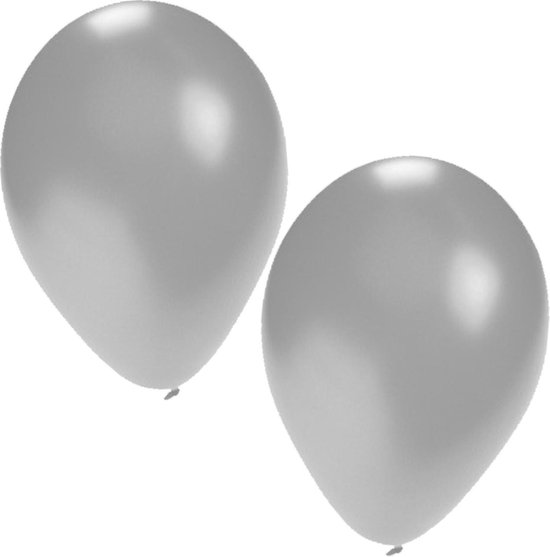 25x stuks zilveren ballonnen - 27 cm - ballonnen zilver voor helium of lucht - Feestartikelen/versiering - Silver