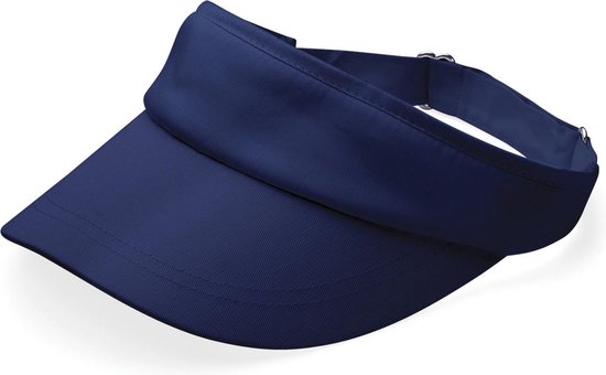 Sol-s Navy blauwe sportieve zonneklep petje voor volwassenen - Katoenen verstelbare navy blauwe zonnekleppen - Dames/heren - Zwart