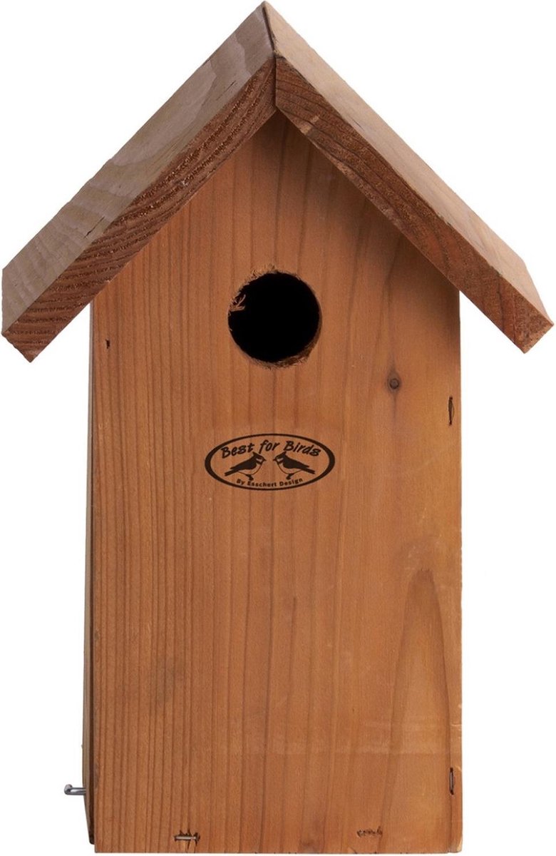 Houten vogelhuisje/nestkastje pimpelmees - Tuindecoratie vogelnest nestkast vogelhuisjes - Bruin