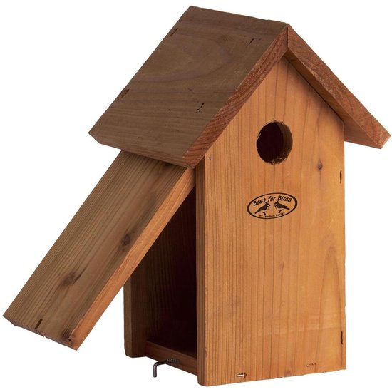 Houten vogelhuisje/nestkastje pimpelmees - Tuindecoratie vogelnest nestkast vogelhuisjes - Bruin