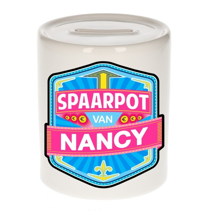 Bellatio Decorations Kinder spaarpot voor Nancy - keramiek - naam spaarpotten