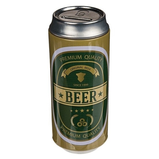 Spaarpot blikje Beer groen/goud