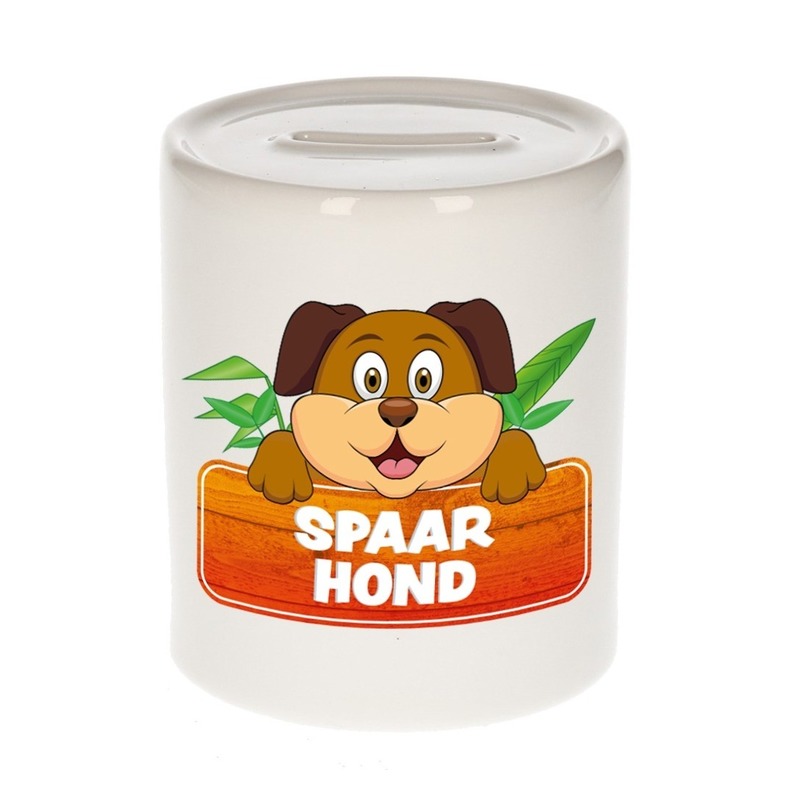 Bellatio Decorations Kinder spaarpot met spaar hond opdruk - keramiek - honden spaarpotten