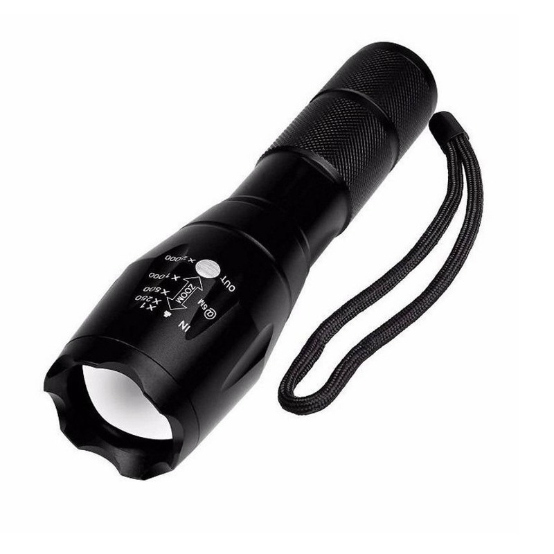 Tactical zaklamp LED extreem fel tot 2000x zoom - militaire SOS zaklamp - Zwart