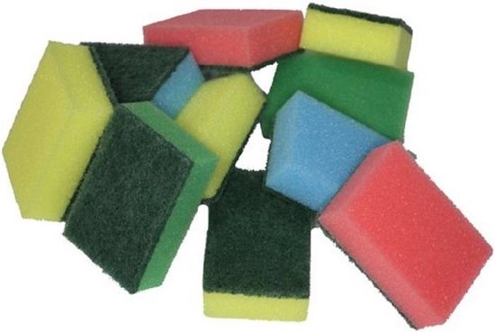 10x Schuursponsjes/schoonmaaksponsjes 9 cm - Huishoud/schoonmaakproducten - Afwassen/schoonmaken sponzen