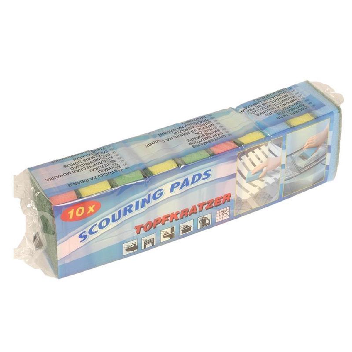 10x Schuursponsjes/schoonmaaksponsjes 9 cm - Huishoud/schoonmaakproducten - Afwassen/schoonmaken sponzen