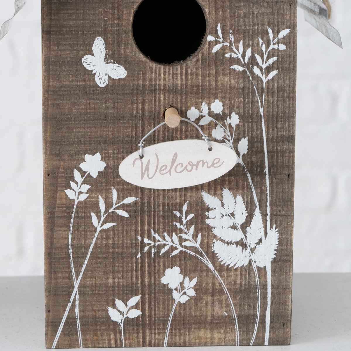 Vogelhuisje/nestkastjes Welcome hout 22 cm - Vogelhuisjes tuindecoraties - Bruin