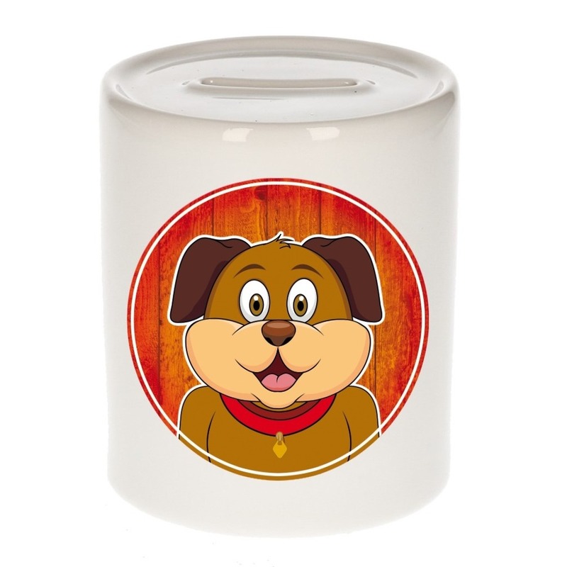 Bellatio Decorations Vrolijke hond dieren spaarpot 9 cm - keramiek - spaarpotten voor kinderen