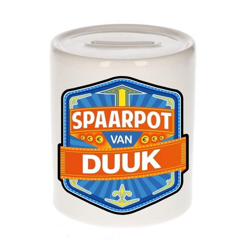 Bellatio Decorations Kinder spaarpot voor Duuk - keramiek - naam spaarpotten