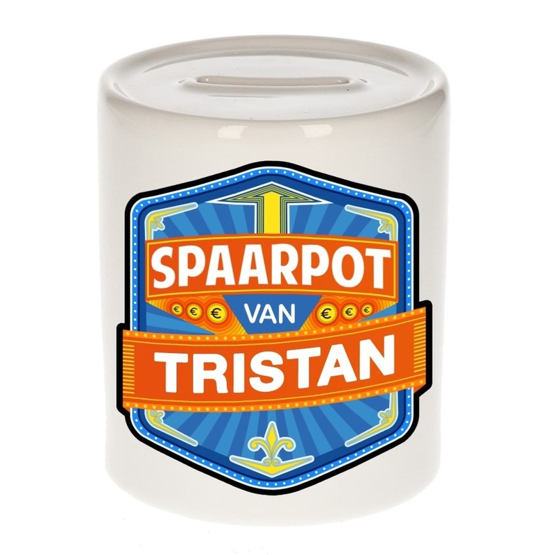 Bellatio Decorations Kinder spaarpot voor Tristan - keramiek - naam spaarpotten