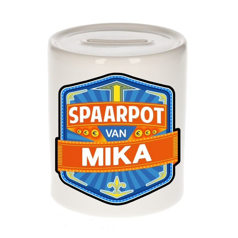 Bellatio Decorations Kinder spaarpot voor Mika - keramiek - naam spaarpotten