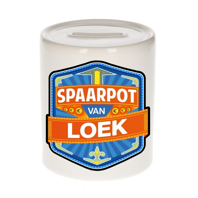 Bellatio Decorations Kinder spaarpot voor Loek - keramiek - naam spaarpotten