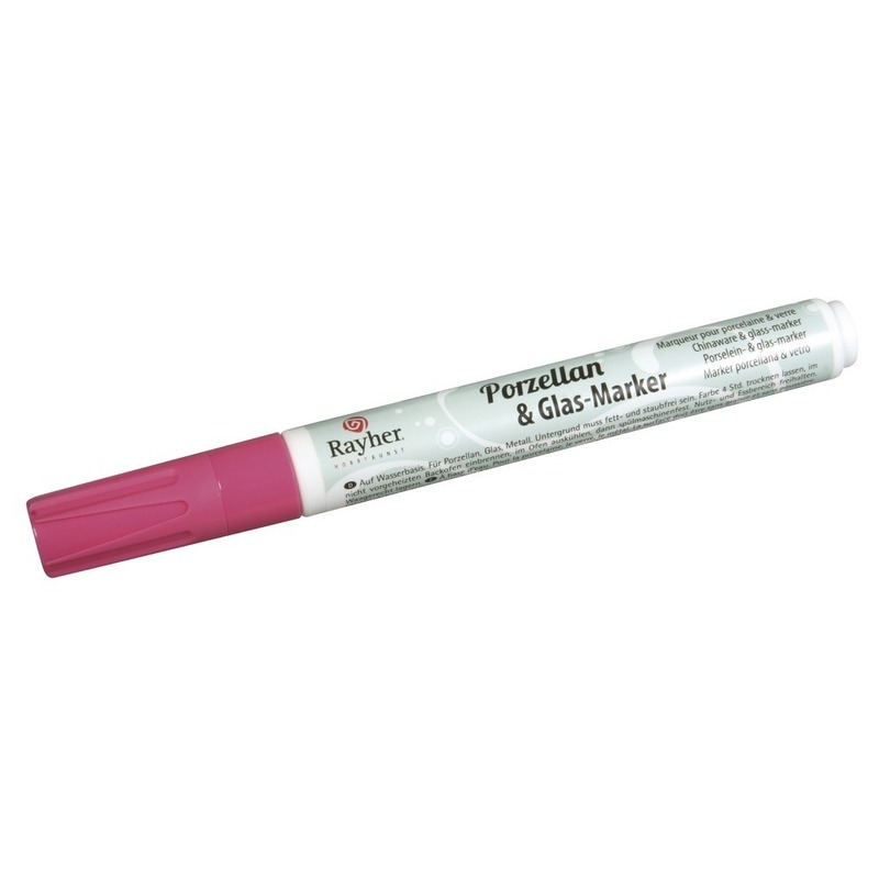 Licht glas en porselein marker - stiften - Roze