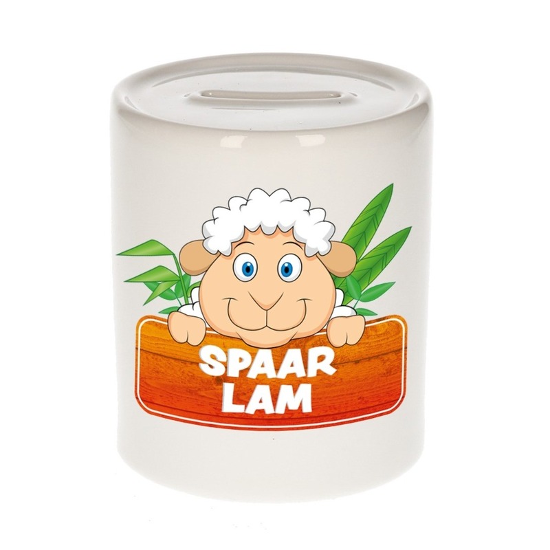 Bellatio Decorations Kinder spaarpot met spaar schaap opdruk - keramiek - schapen / lammetje spaarpotten