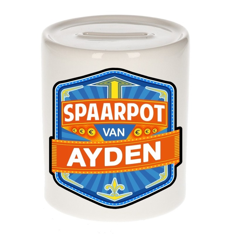 Bellatio Decorations Kinder spaarpot voor Ayden - keramiek - naam spaarpotten