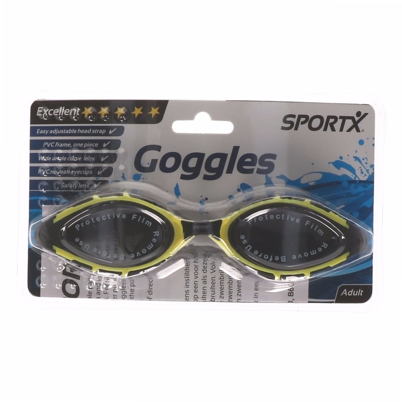 Sportx Anti chloor zwembril zwart/geel voor volwassenen