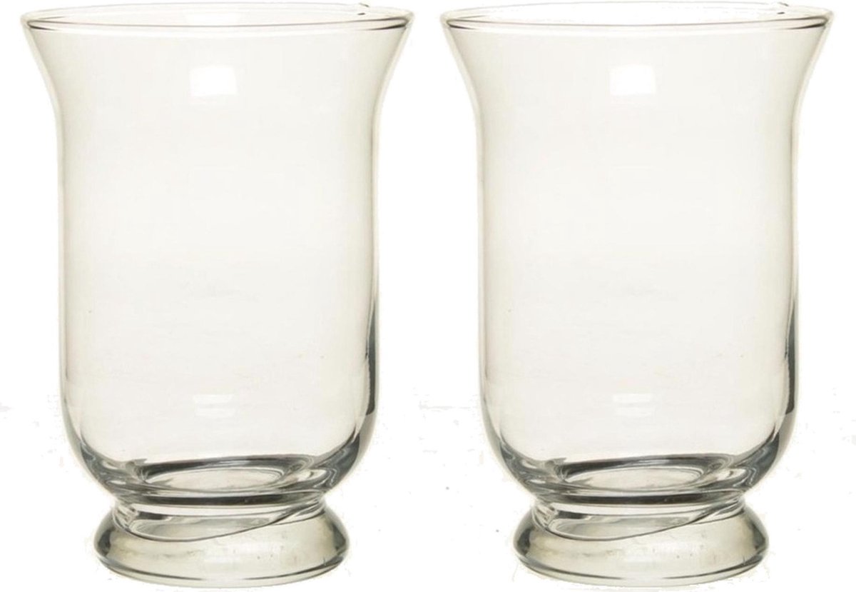 Bellatio Decorations 2x Kelk vaas glas 19,5 cm - kelkvormige boeketvaas glas 19,5 cm - 2 stuks