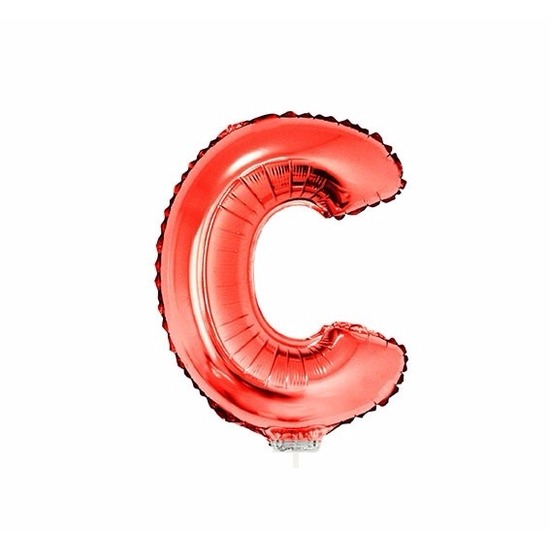 Rode opblaas letter ballon C op stokje 41 cm - Rood