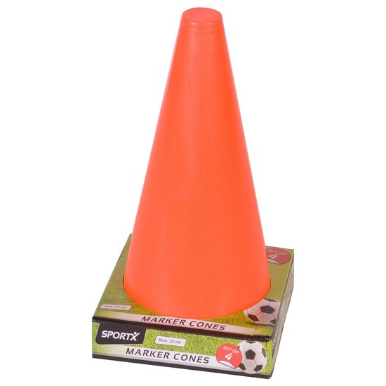 Sport/ taining voetbal pionnen 22 cm - 4 stuks - Sport - veldsporten - training pion/kegel/accessoire - Oranje