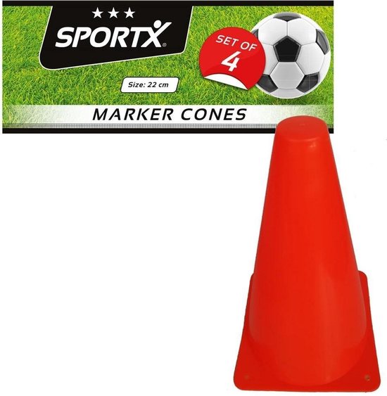 Sport/ taining voetbal pionnen 22 cm - 4 stuks - Sport - veldsporten - training pion/kegel/accessoire - Oranje