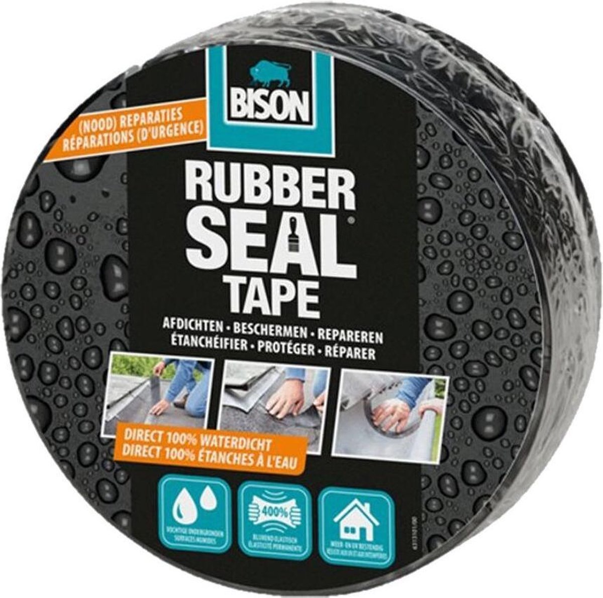 1x Bison Rubber Seal Tape 7,5 cm x 5 meter - klussen - reparatie - klustape - Grijs