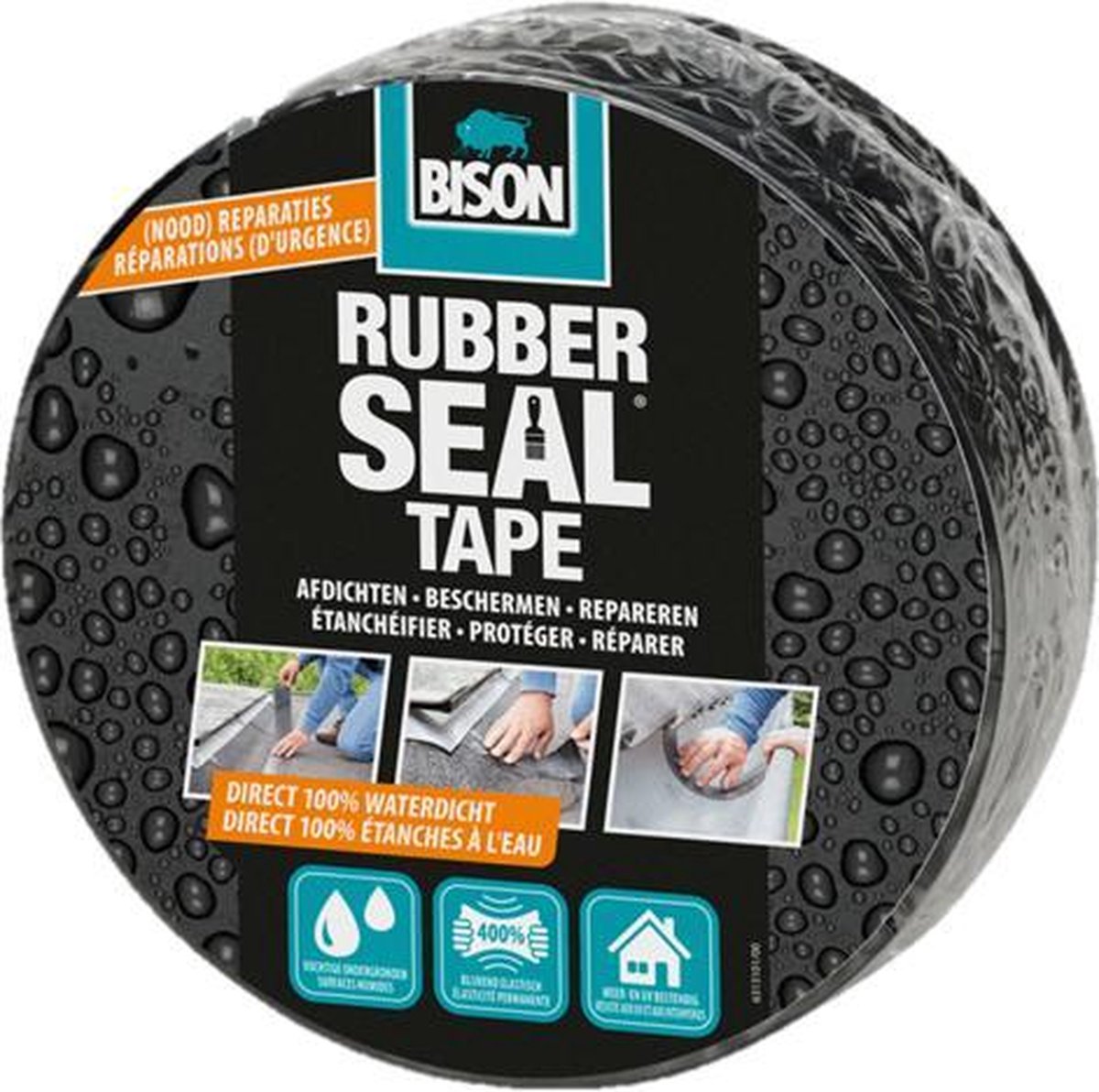1x Bison Rubber Seal Tape 7,5 cm x 5 meter - klussen - reparatie - klustape - Grijs
