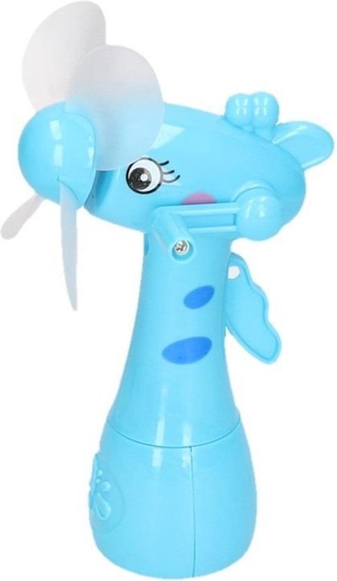 Blauwe waterspray ventilator giraffe 15 cm voor kinderen - Zomer ventilator met waterverstuiver voor extra verkoeling - Roze