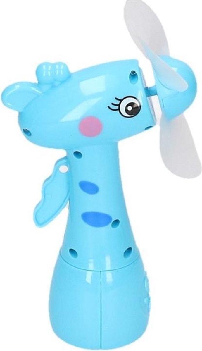 Blauwe waterspray ventilator giraffe 15 cm voor kinderen - Zomer ventilator met waterverstuiver voor extra verkoeling - Roze
