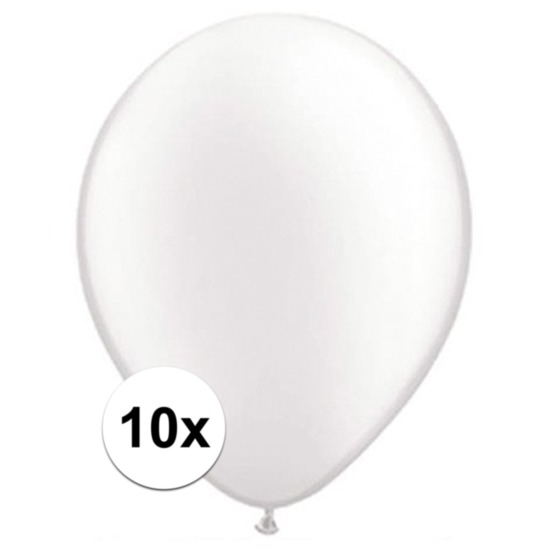 Qualatex ballonnen parel 10 stuks - Wit