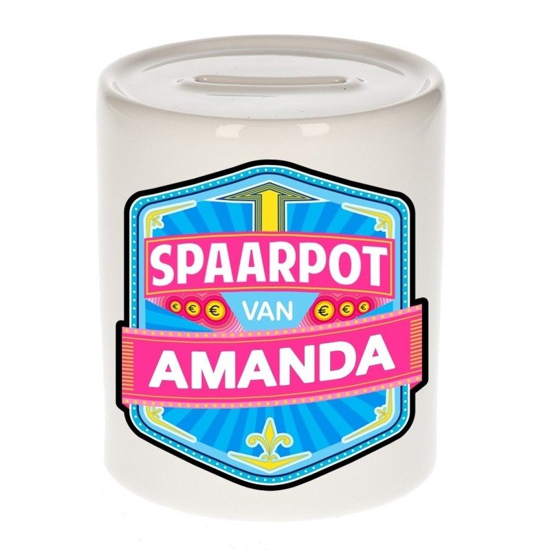 Bellatio Decorations Kinder spaarpot voor Amanda - keramiek - naam spaarpotten