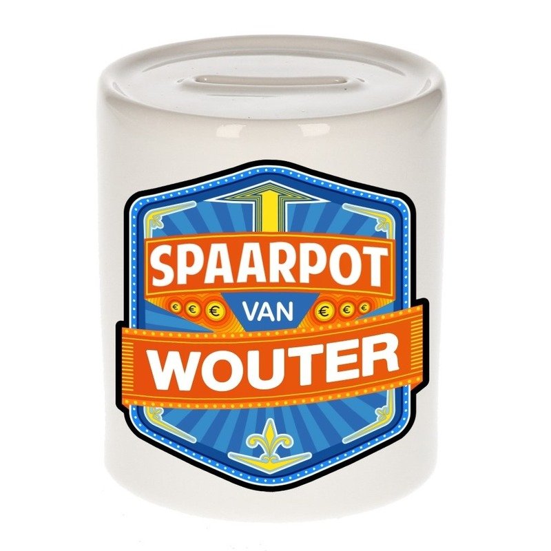 Bellatio Decorations Kinder spaarpot voor Wouter - keramiek - naam spaarpotten