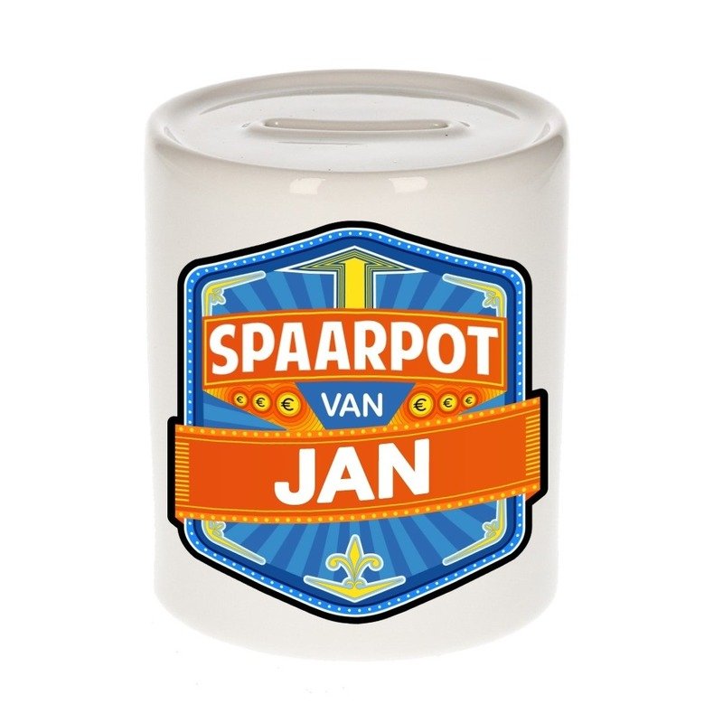 Bellatio Decorations Kinder spaarpot voor Jan - keramiek - naam spaarpotten