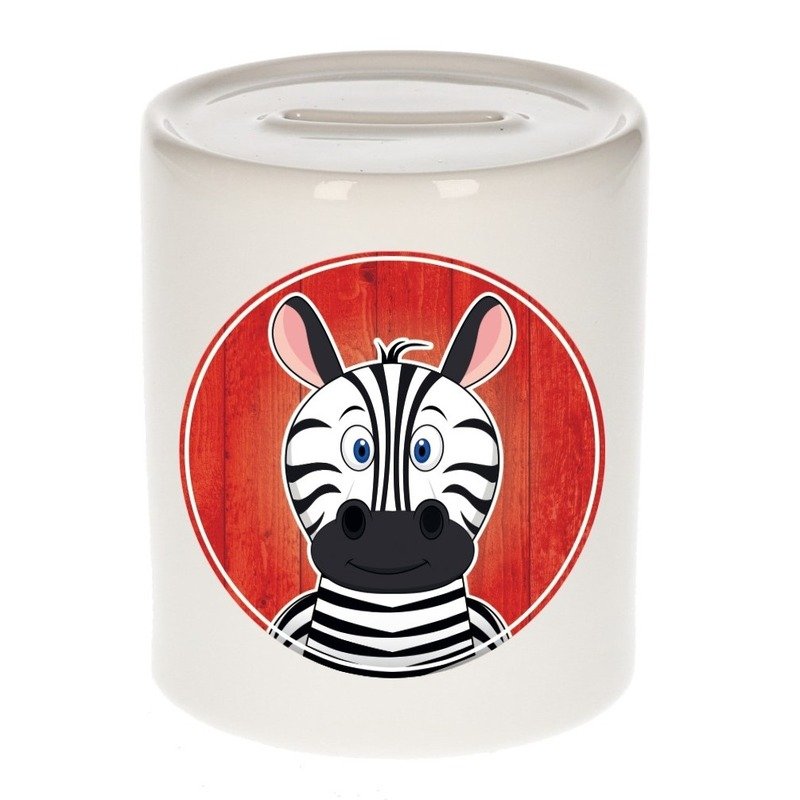 Bellatio Decorations Vrolijke zebra dieren spaarpot 9 cm - keramiek - spaarpotten voor kinderen