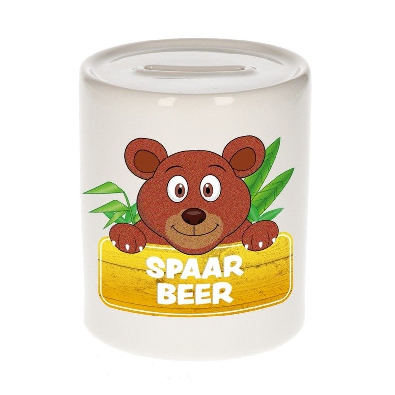 Bellatio Decorations Kinder spaarpot met spaar beer opdruk - keramiek - beren spaarpotten