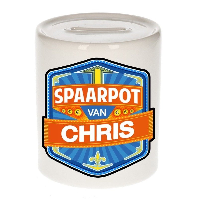 Bellatio Decorations Kinder spaarpot voor Chris - keramiek - naam spaarpotten