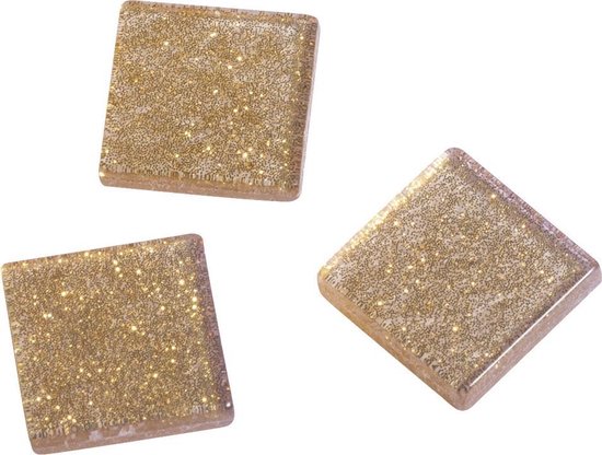 Rayher Hobby 205x stuks Acryl glitter mozaiek goud 1 cm - Mozaieken zelf maken