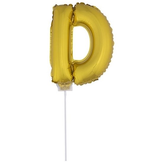 en opblaas letter ballon D op stokje 41 cm - Goud