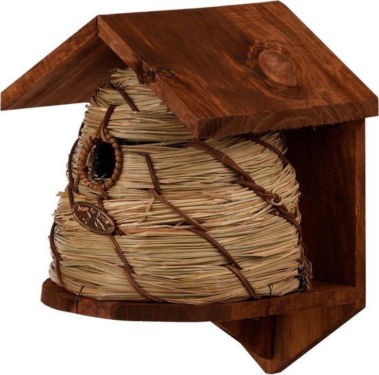 2x Vogelhuisjes/nestkastjes bijenkorf - Tuindecoratie nestkast vogelhuisjes - Bruin
