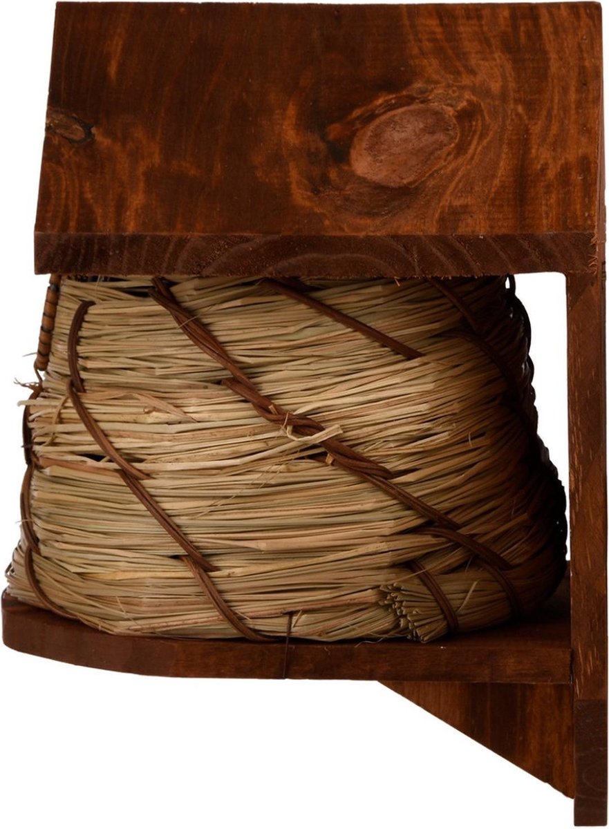 2x Vogelhuisjes/nestkastjes bijenkorf - Tuindecoratie nestkast vogelhuisjes - Bruin