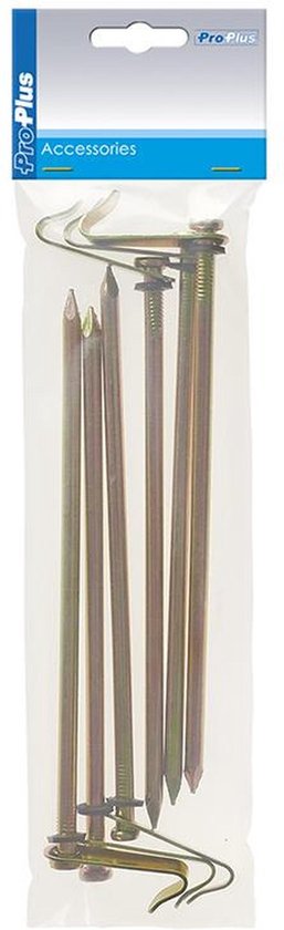 6x Stuks grondpennen/tentharingen metaal met haak 21 cm - camping/kampeer accessoires - Silver