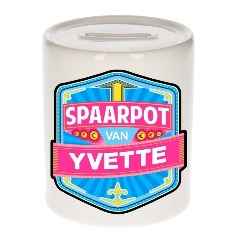 Bellatio Decorations Kinder spaarpot voor Yvette - keramiek - naam spaarpotten