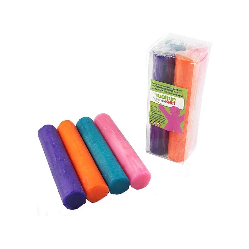 4x Gekleurde fantasie klei rollen 100 gram creatief speelgoed voor kinderen - Creatief speelgoed - Knutselen - Knutselmateriaal - Kleien