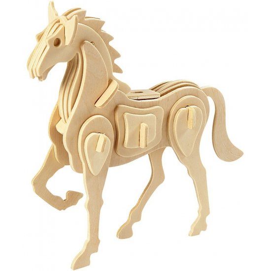 Houten 3D puzzel paard - Bruin