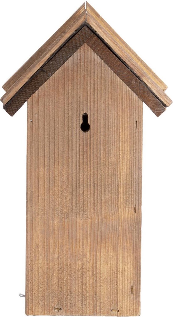 Houten vogelhuisje/nesthuisje koolmees 31.5 cm met kijkluik - Vurenhouten vogelhuisjes tuindecoraties - Vogelnestje voor kleine tuinvogeltjes - Bruin