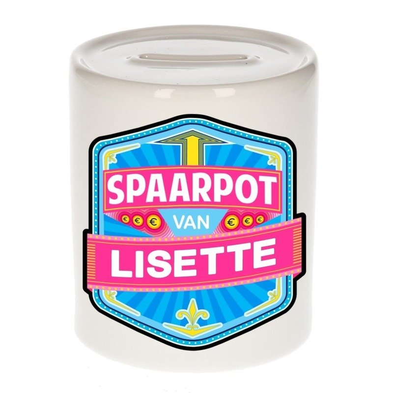 Bellatio Decorations Kinder spaarpot voor Lisette - keramiek - naam spaarpotten