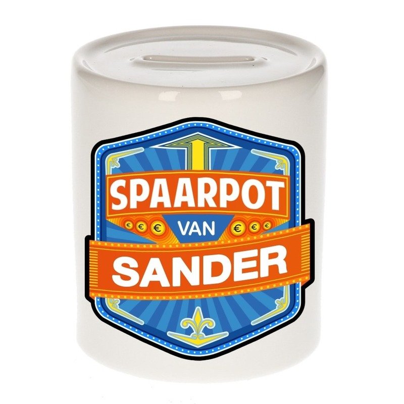 Bellatio Decorations Kinder spaarpot voor Sander - keramiek - naam spaarpotten