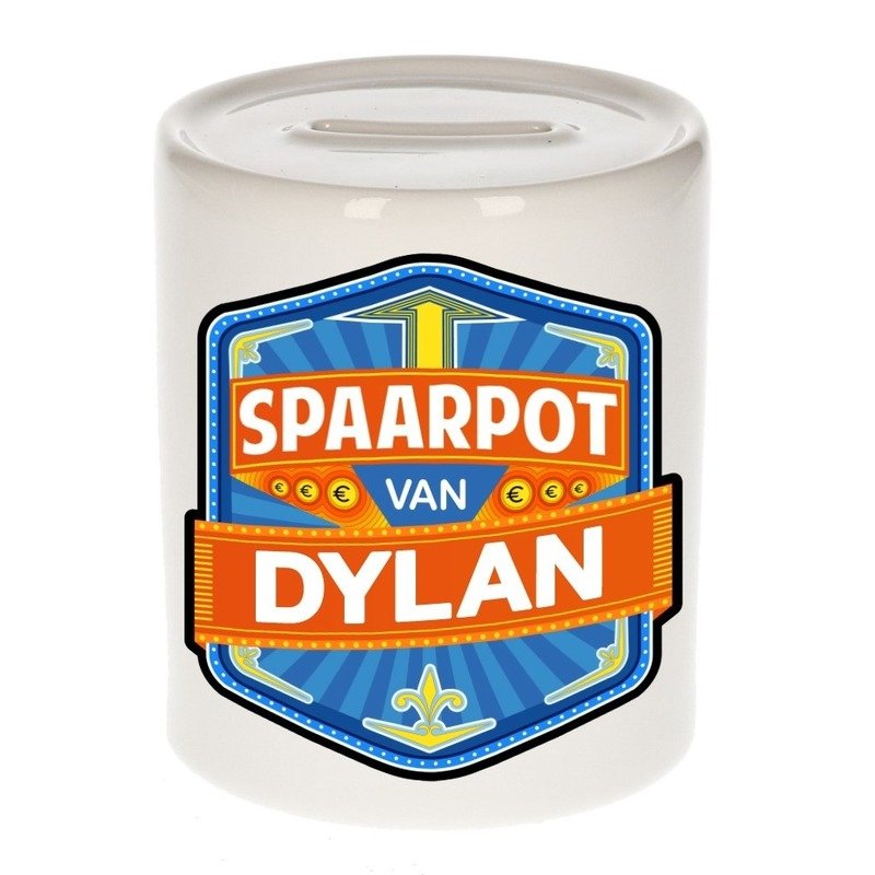 Bellatio Decorations Kinder spaarpot voor Dylan - keramiek - naam spaarpotten