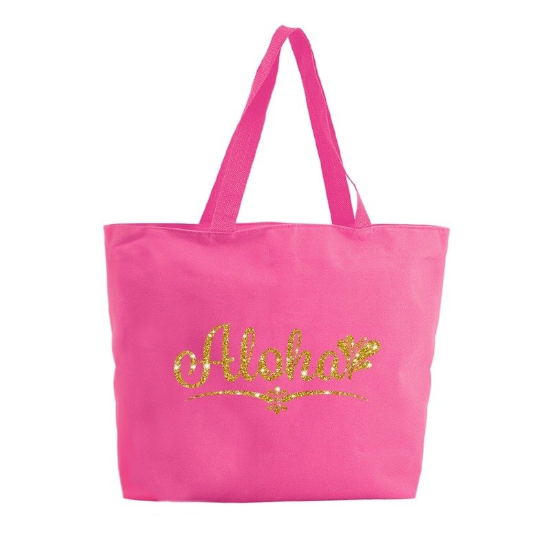 Bellatio Decorations Aloha shopper tas - fuchsia - 47 x 34 x 12,5 cm - boodschappentas / strandtas - Roze