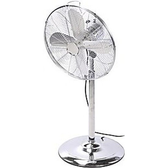 Luxe staande metalen ventilator 125 cm chroom - Silver