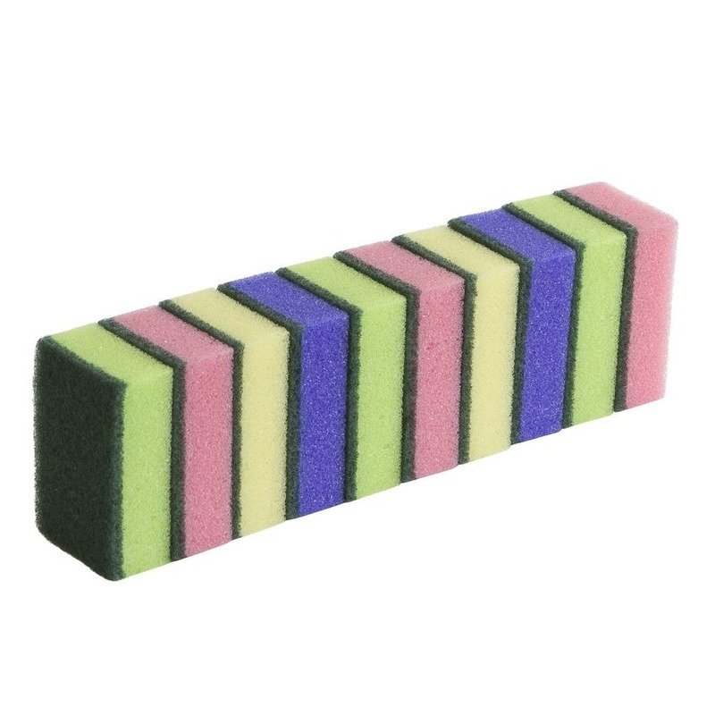 10x Gekleurde schuursponzen / sponzen - 9 x 6 x 3 cm - Schoonmaak / keukenartikelen